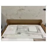 Natwind White Desk Home Office Computer Working Student Study Table with 2-Tier Storage