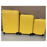 ZNTS 3 Piece Luggage Sets ABS Lightweight Suitcase with Two Hooks, Spinner Wheels, Yellow