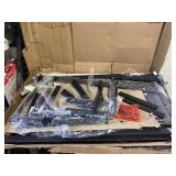 5PCS AWQM Faux Black Marble Dining Table with 4 Upholstered Chairs