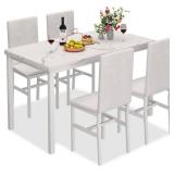 MIERE Dining Table Set for 4, 5-Piece Marble