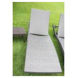 Two Rattan & Wicker Chais Sunlounges & Two Small Tables