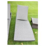 Two Rattan & Wicker Chais Sunlounges & Two Small Tables