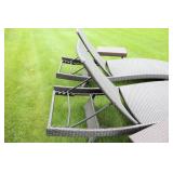 Two Rattan & Wicker Chais Sunlounges & Two Small Tables