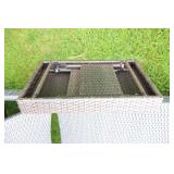 Two Rattan & Wicker Chais Sunlounges & Two Small Tables