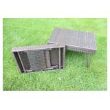 Two Rattan & Wicker Chais Sunlounges & Two Small Tables