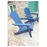 Two Blue Wooden Lawn Chairs--Hampton Bay