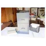 Two-Drawer File Cabinet No Key, Paper Cutter Etc