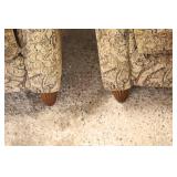 Two Alan White Paisley Tan  Colored Living Room Chairs On Four Wooden Bases