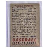 Willard Ramsdell 1951 Bowman Baseball Card #251 Cincinnati Reds Vintage Baseball Card