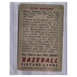 Clint Hartung 1951 Bowman Baseball Card #234 New York Giants Vintage Baseball Card