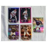 Lot of 5 Topps Chrome Refractors Edouard Julien RC, Brent Headrick RC, Pablo Lopez, Donovan Solano