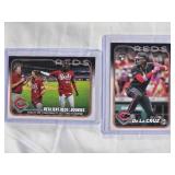 Lot of 2 Elly De La Cruz Rookie Cards 2024 Topps #141 & 2024 Resilient Reds Rookies Checklist #133 with Matt McLain