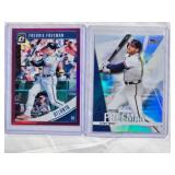 Lot of 2 Freddie Freeman Refractors 2017 Topps Finest #85 & 2018 Panini Donruss Optic #68