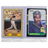 Lot of 2 Barry Bonds Rookie Cards 1986 Leaf #361 & 1987 Topps #320