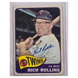 Rich Rollins On Card Auto 1965 Topps #90 Vintage Baseball Card - Minnesota Twins