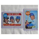 Lot of 2 with Ron Santo - 1969 Topps #570 & 1968 National League RBI Leaders with Willie McGovey & Billy Williams - Vintage Baseball Card