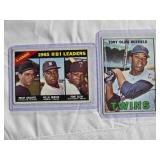 Lot of 2 with Tony Oliva - 1967 Topps #50 & 1965 A. League RBI Leaders with Rocky Colavito, Willie Horton #220 - Vintage Minnesota Twins Card