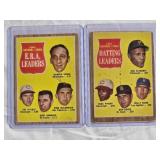 Lot of 2 Vintage Baseball Cards 1961 N.L. Batting Leaders Topps #52 with Bob Clemente, 1961 National League ERA Leaders Topps #56 with Warren Spahn