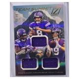 Kirk Cousins, Dalvin Cook, Adam Thielen Triple Relic 2020 Panini Zenith #TS-MIN Numbered 97/99