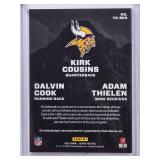 Kirk Cousins, Dalvin Cook, Adam Thielen Triple Relic 2020 Panini Zenith #TS-MIN Numbered 97/99