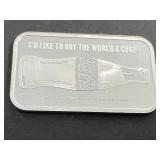 1 TROY OZ .999 FINE SILVER COCA COLA BAR