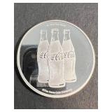 1 TROY OZ .999 FINE SILVER COCA COLA ROUND