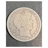 1908-D US BARBER HALF DOLLAR