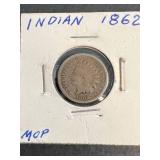 1862 US INDIAN HEAD CENT