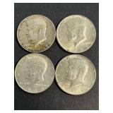4 US 40% SILVER KENNEDY HALF DOLLARS
