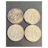 4 US 40% SILVER KENNEDY HALF DOLLARS