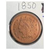 1850 US BRAIDED HAIR LARGE CENT
