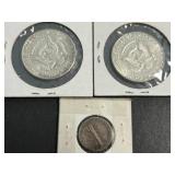 2 US 1964 KENNEDY HALF DOLLARS WITH 1935 MERCURY DIME