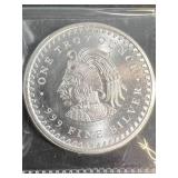 1 TROY OZ .999 FINE SILVER AZTEC ROUND