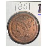 1851 US BRAIDED HAIR LARGE CENT