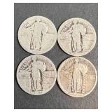 4 US STANDING LIBERTY QUARTERS
