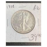 1938 US WALKING LIBERTY HALF DOLLAR