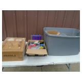 Misc tubs of tape, weatherstripping & roof vent. As shown.