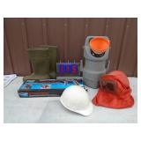 Siphon sandblaster container & boots. As shown.