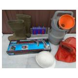 Siphon sandblaster container & boots. As shown.