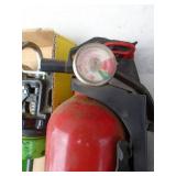 Misc flat of fire extinguishers & caulk guns. As shown.