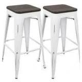 Oregon 24 in. Vintage White and Espresso Counter Stool (Set of 2) by Lumisource   Customer Returns See Pictures