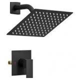 BWE Single Handle 1-Spray Square Shower Faucet Set 2.5 GPM with High Pressure Shower Head in. Matte Black (Valve Included)    Customer Returns See Pictures