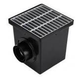 12 in. Square Catch Basin Drain Kit with 2-Opening Catch Basin Steel Grate 2-Outlet Adapters 1-Outlet Plug by NDS   Customer Returns See Pictures