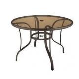 StyleWell 42 in. Mix and Match Steel Round Outdoor Patio Dining Table with Bronze Smoky Glass Customer Returns See Pictures