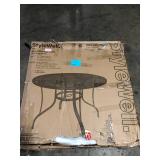 StyleWell 42 in. Mix and Match Steel Round Outdoor Patio Dining Table with Bronze Smoky Glass Customer Returns See Pictures