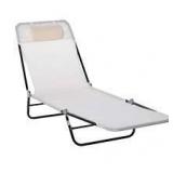 Outsunny Black Metal Outdoor Chaise Sun Lounge with Beige Sling and Folding Design Customer Returns See Pictures