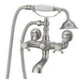 BWE 3-Handle Vintage Claw Foot Tub Faucet with Telephone Shaped Hand Shower Old Style Spigot Hand Shower in Brushed Nickel  Customer Returns See Pictures