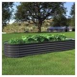 VEIKOUS 8 ft. x 2 ft. x 1.4 ft. Galvanized Raised Garden Bed 9-in-1 Planter Box Outdoor, Dark Gray Customer Returns See Pictures