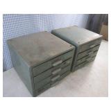 (F-3) 2 Vintage Metal 4-Drawer Orga...