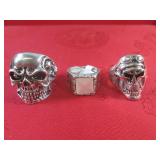 (CNTR) 3 Stainless Steel Biker Ring...